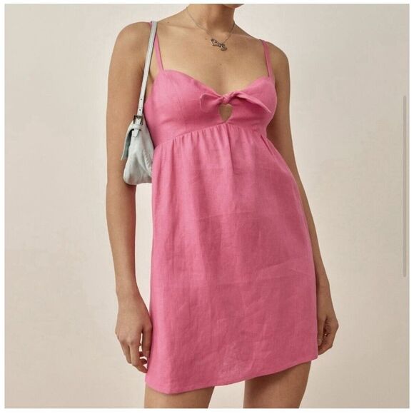 Reformation | Ryland linen mini dress | in snap dragon pink | Size 0 - Picture 1 of 12
